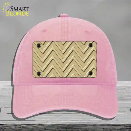 Gold Light Gold Large Chevron Novelty License Plate Hat Unconstructed Cotton / Pink