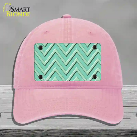 Mint Light Mint Large Chevron Novelty License Plate Hat Unconstructed Cotton / Pink