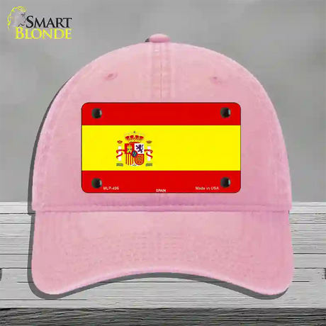 Spain Flag Novelty License Plate Hat Unconstructed Cotton / Pink