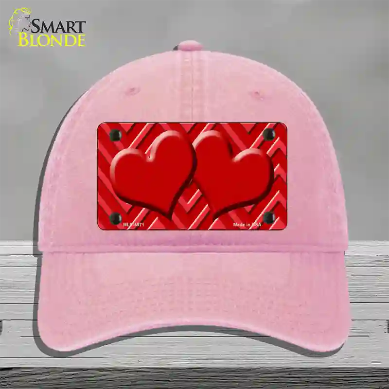 Red Light Red Heart Large Chevron Novelty License Plate Hat Unconstructed Cotton / Pink