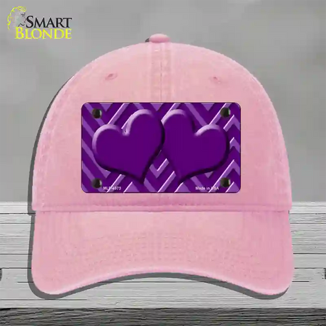 Purple Light Purple Heart Large Chevron Novelty License Plate Hat Unconstructed Cotton / Pink