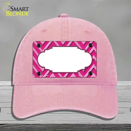 Pink Light Pink Scallop Large Chevron Novelty License Plate Hat Unconstructed Cotton / Pink