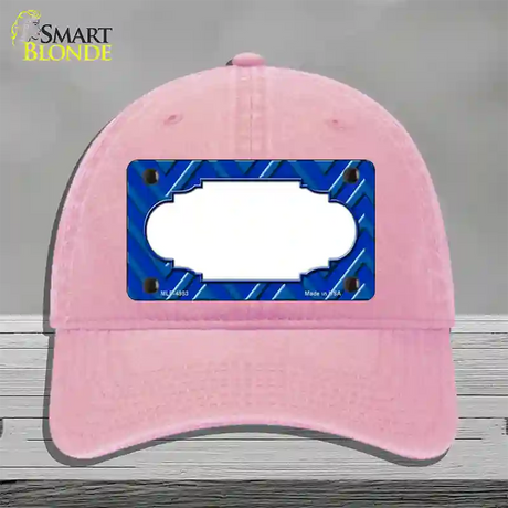 Blue Light Blue Scallop Large Chevron Novelty License Plate Hat Unconstructed Cotton / Pink