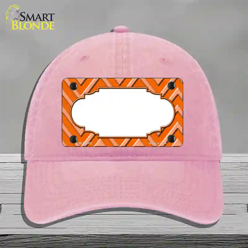 Orange Light Orange Scallop Large Chevron Novelty License Plate Hat Unconstructed Cotton / Pink