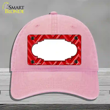 Red Light Red Large Scallop Chevron Novelty License Plate Hat Unconstructed Cotton / Pink