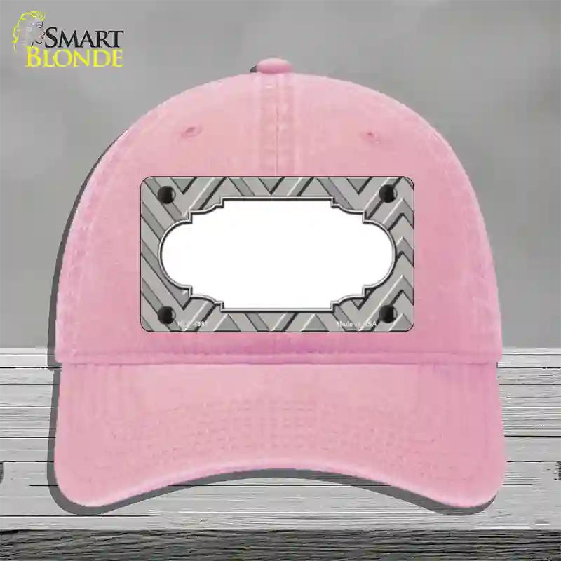 Grey Light Grey Scallop Large Chevron Novelty License Plate Hat Unconstructed Cotton / Pink