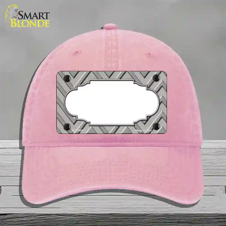 Grey Light Grey Scallop Large Chevron Novelty License Plate Hat Unconstructed Cotton / Pink