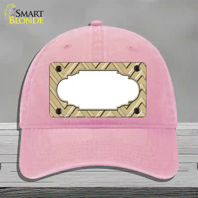 Gold Light Gold Scallop Large Chevron Novelty License Plate Hat Unconstructed Cotton / Pink