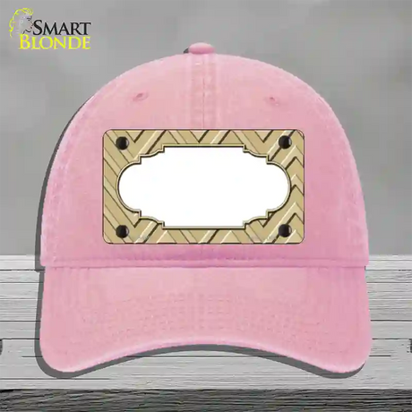 Gold Light Gold Scallop Large Chevron Novelty License Plate Hat Unconstructed Cotton / Pink