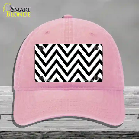 White Black Large Chevron Novelty License Plate Hat Unconstructed Cotton / Pink