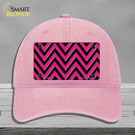 Pink Black Large Chevron Novelty License Plate Hat Unconstructed Cotton / Pink