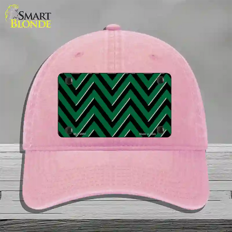 Green Black Large Chevron Novelty License Plate Hat Unconstructed Cotton / Pink