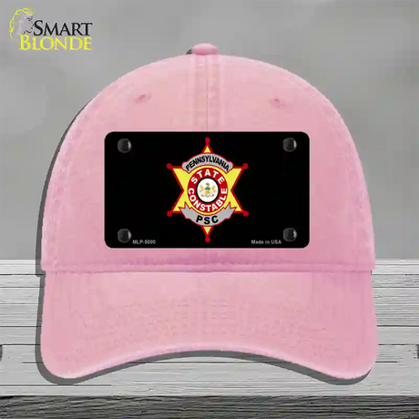 PA Constable Star Novelty License Plate Hat Unconstructed Cotton / Pink