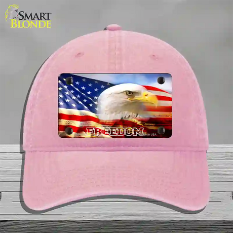 Freedom Bald Eagle Novelty License Plate Hat Unconstructed Cotton / Pink