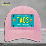 Taos Teal New Mexico Novelty License Plate Hat Unconstructed Cotton / Pink