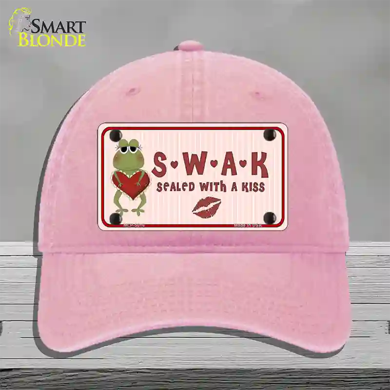 S.W.A.K. Valentine Frog Novelty License Plate Hat Unconstructed Cotton / Pink