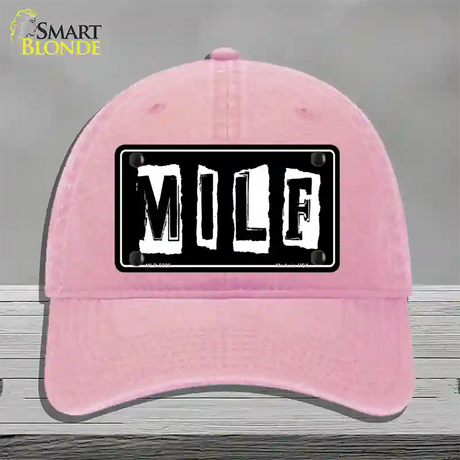 M.I.L.F Black Novelty License Plate Hat Unconstructed Cotton / Pink