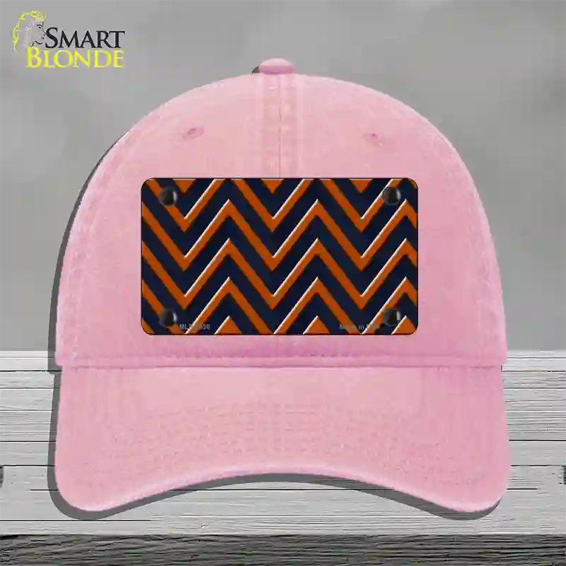 Orange Navy Blue Chevron Novelty License Plate Hat Unconstructed Cotton / Pink