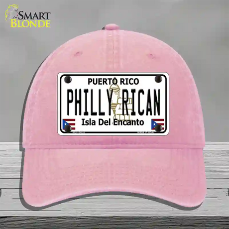 Philly Rican Puerto Rico Novelty License Plate Hat Unconstructed Cotton / Pink