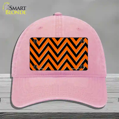 Orange Black Chevron Novelty License Plate Hat Unconstructed Cotton / Pink