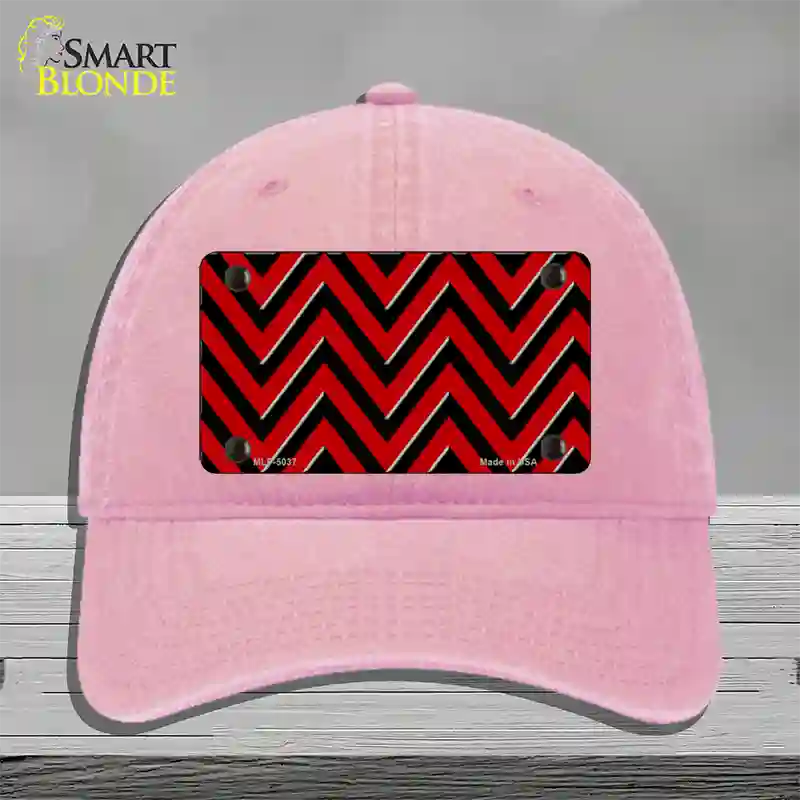 Red Black Chevron Novelty License Plate Hat Unconstructed Cotton / Pink