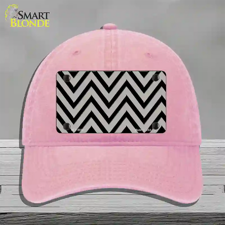 Grey Black Chevron Novelty License Plate Hat Unconstructed Cotton / Pink