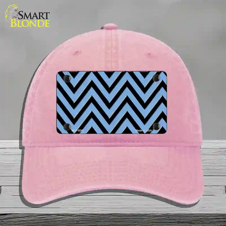 Light Blue Black Chevron Novelty License Plate Hat Unconstructed Cotton / Pink