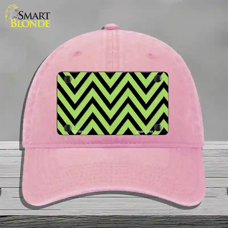 Lime Green Black Chevron Novelty License Plate Hat Unconstructed Cotton / Pink