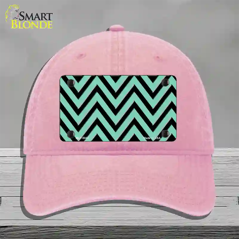 Mint Black Chevron Novelty License Plate Hat Unconstructed Cotton / Pink