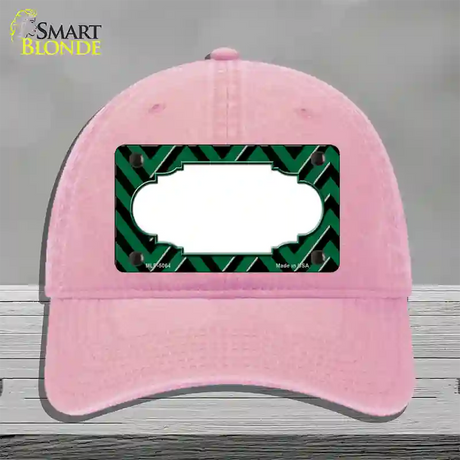 Green Black Chevron Scallop Novelty License Plate Hat Unconstructed Cotton / Pink