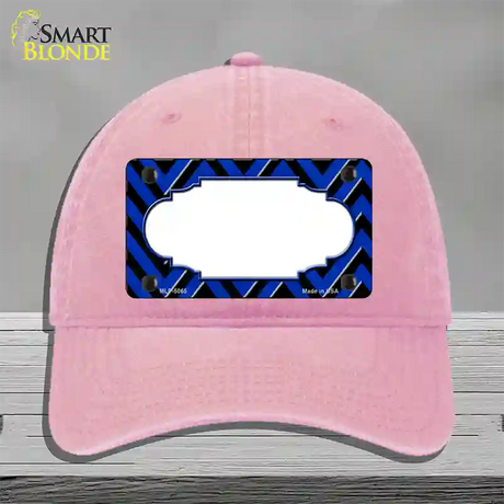 Blue Black Chevron Scallop Novelty License Plate Hat Unconstructed Cotton / Pink