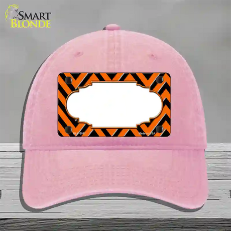 Orange Black Chevron Scallop Novelty License Plate Hat Unconstructed Cotton / Pink