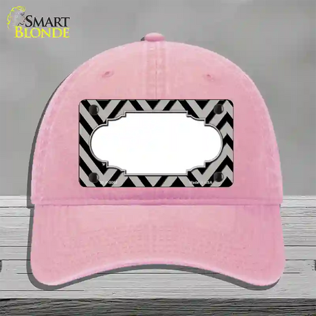 Grey Black Chevron Scallop Novelty License Plate Hat Unconstructed Cotton / Pink