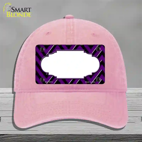 Purple Black Chevron Scallop Novelty License Plate Hat Unconstructed Cotton / Pink