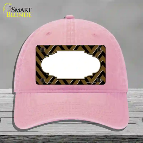 Brown Black Chevron Scallop Novelty License Plate Hat Unconstructed Cotton / Pink