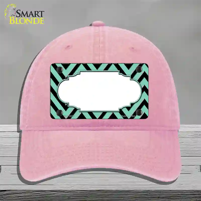 Mint Black Chevron Scallop Novelty License Plate Hat Unconstructed Cotton / Pink