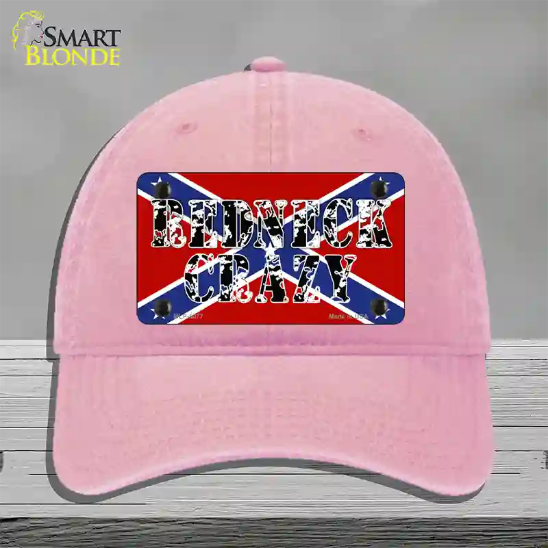 Redneck Crazy Novelty License Plate Hat Unconstructed Cotton / Pink