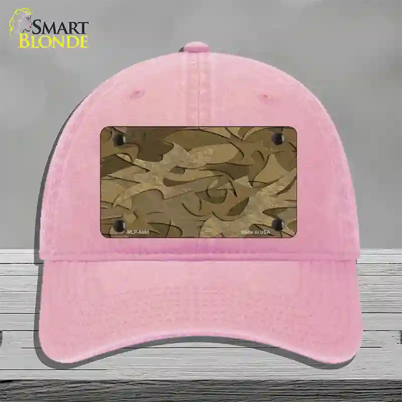 Brown Camouflage Novelty License Plate Hat Unconstructed Cotton / Pink