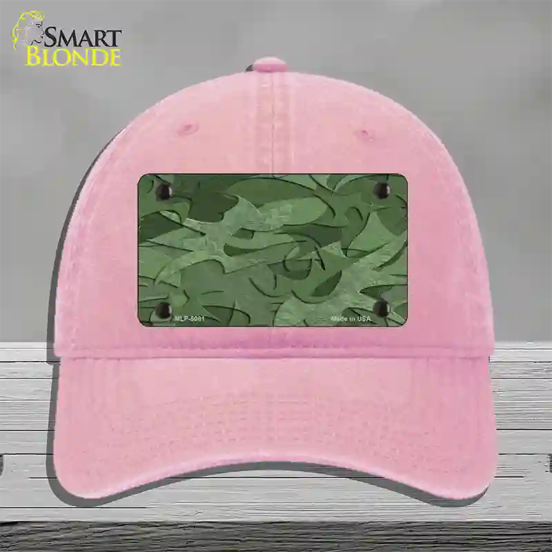 Green Camouflage Novelty License Plate Hat Unconstructed Cotton / Pink