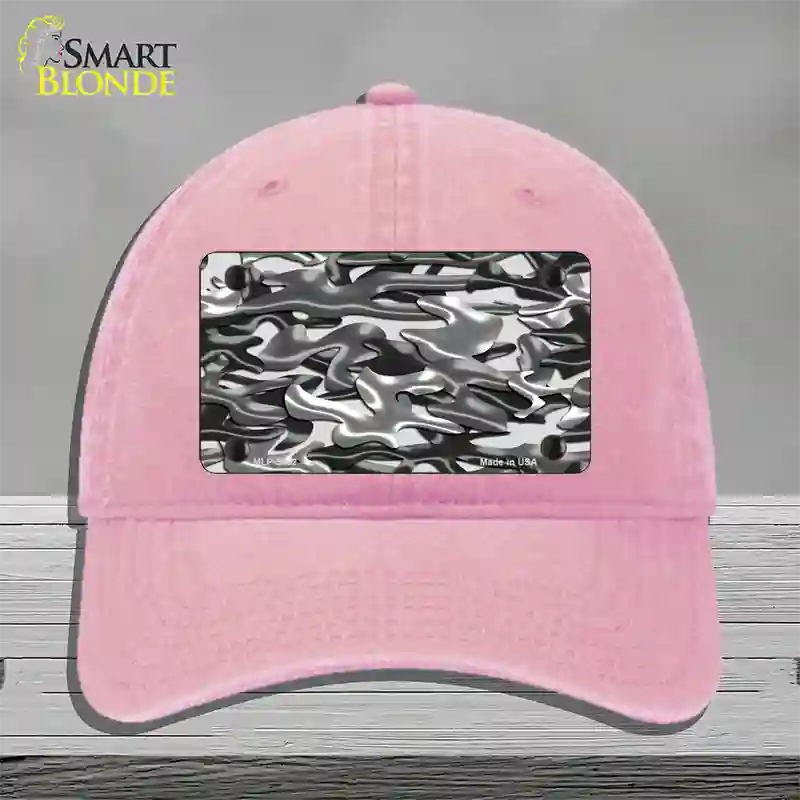 Grey Camouflage Novelty License Plate Hat Unconstructed Cotton / Pink