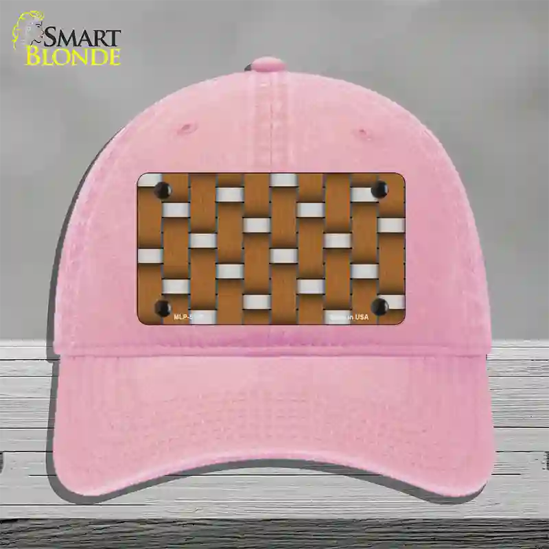 Weave Brown & Gray Novelty License Plate Hat Unconstructed Cotton / Pink