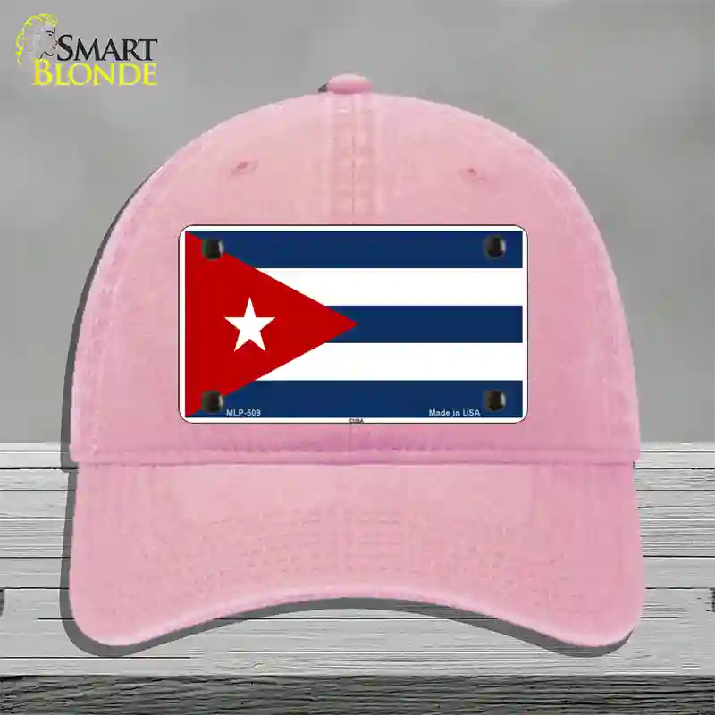 Cuba Flag Novelty License Plate Hat Unconstructed Cotton / Pink