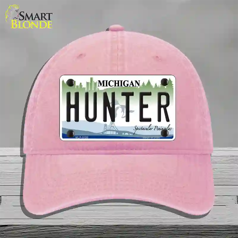 Hunter Michigan State Novelty License Plate Hat Unconstructed Cotton / Pink