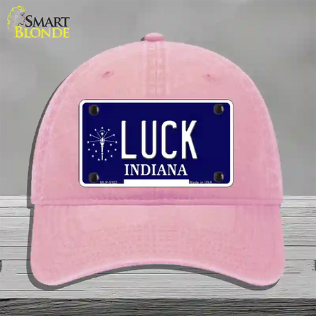 Luck Indiana State Novelty License Plate Hat Unconstructed Cotton / Pink