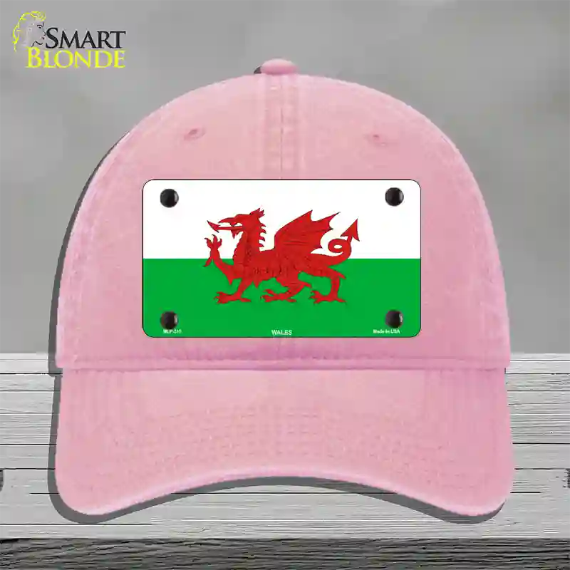 Wales Flag Novelty License Plate Hat Unconstructed Cotton / Pink