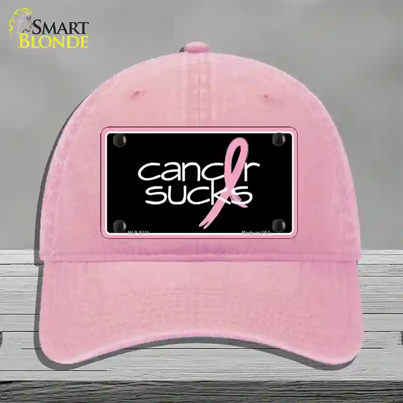 Cancer Sucks Novelty License Plate Hat Unconstructed Cotton / Pink