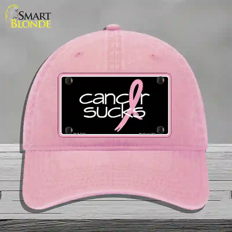 Cancer Sucks Novelty License Plate Hat Unconstructed Cotton / Pink