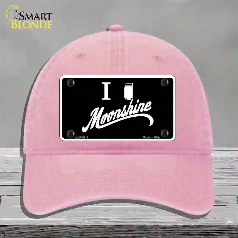 I Love Moonshine Novelty License Plate Hat Unconstructed Cotton / Pink