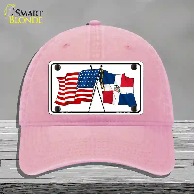 United States Dominican Republic Crossed Flags Novelty License Plate Hat Sign Unconstructed Cotton / Pink