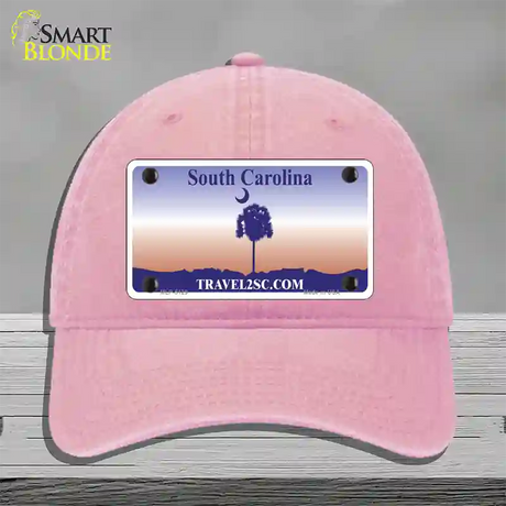 South Carolina Blank Novelty License Plate Hat Unconstructed Cotton / Pink